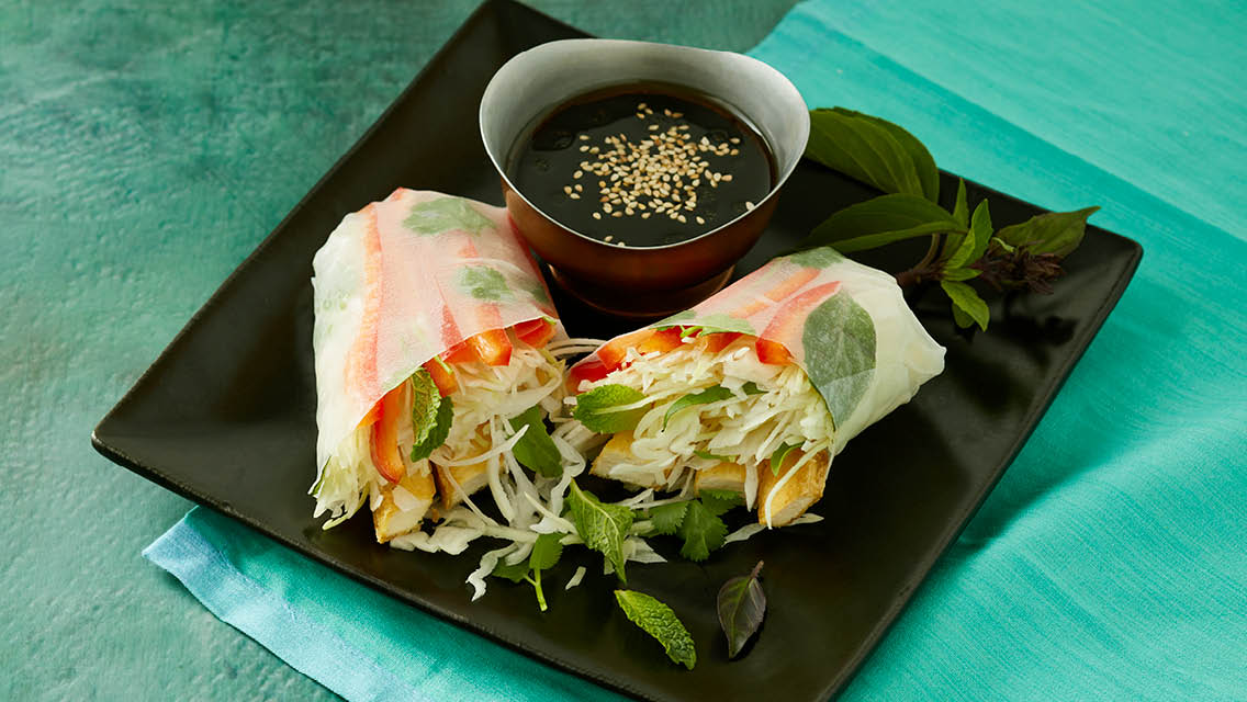 fresh spring rolls made with basil