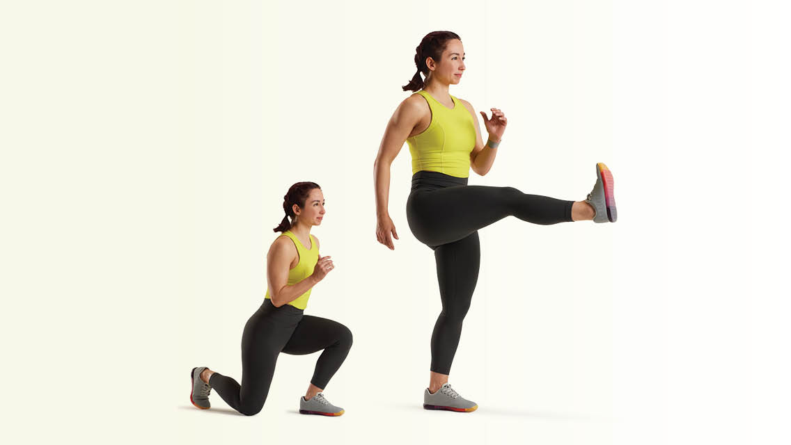 alternating reverse lunge with kick
