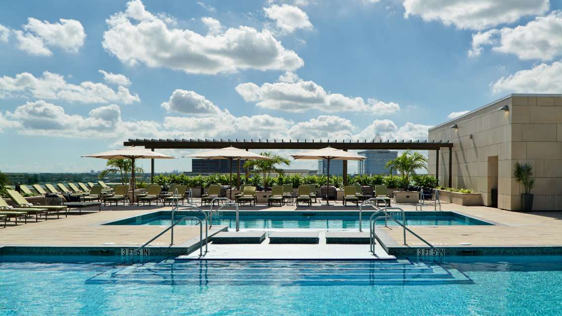 Life Time Athletic Country Club rooftop pool and Beach Club.