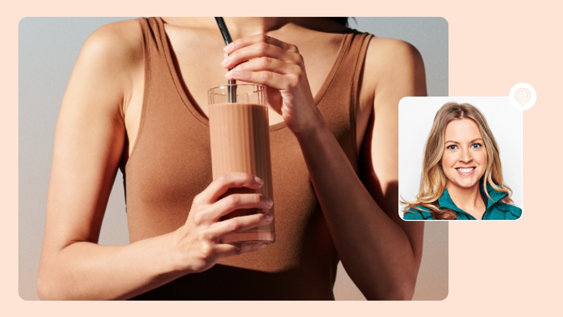 Anika headshot and woman with smoothie