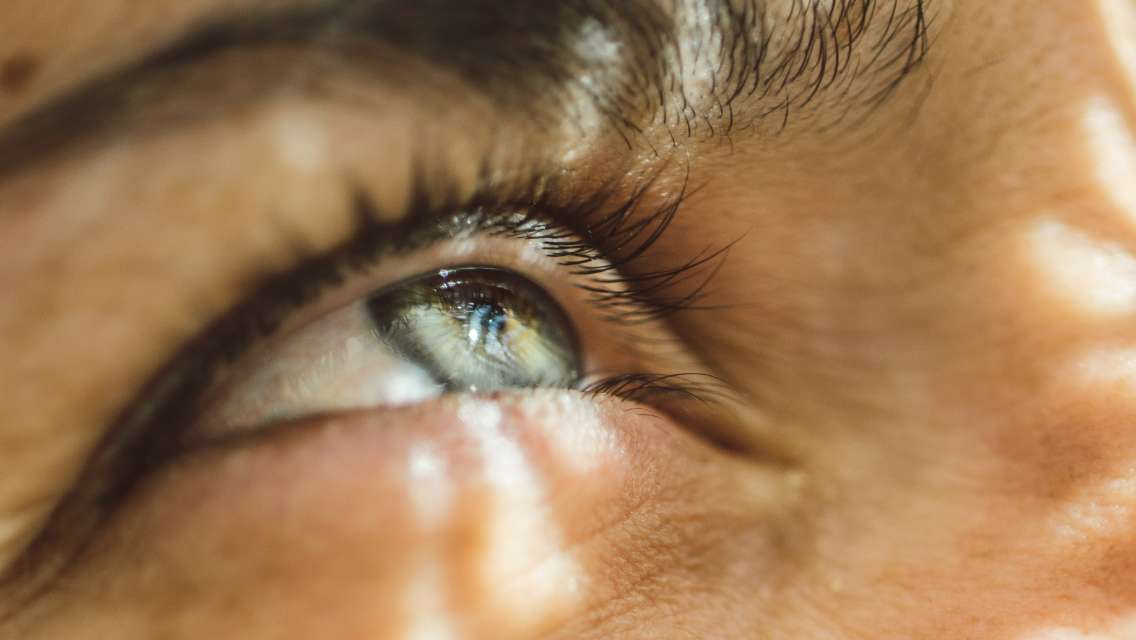 Close up of a person's eye and eyebrow