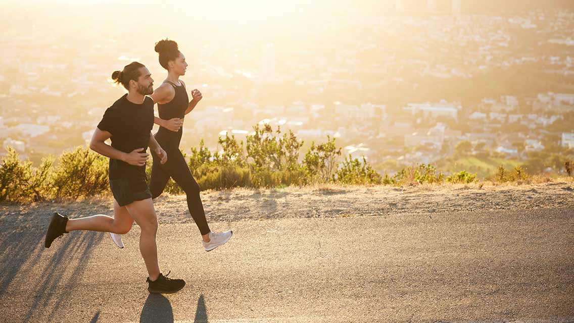 Couple running in the morning.