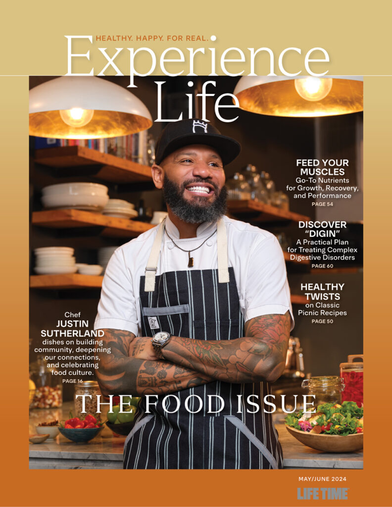 The May/June 2024 cover of Experience Life featuring Justin Sutherland