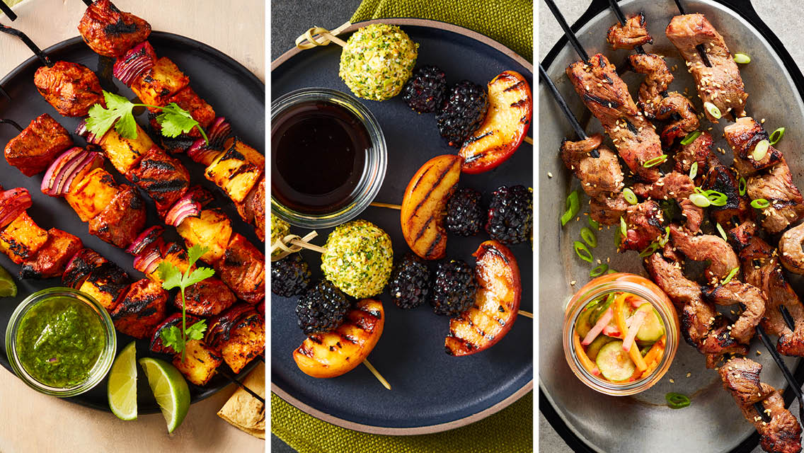 a variety of skewer recipes