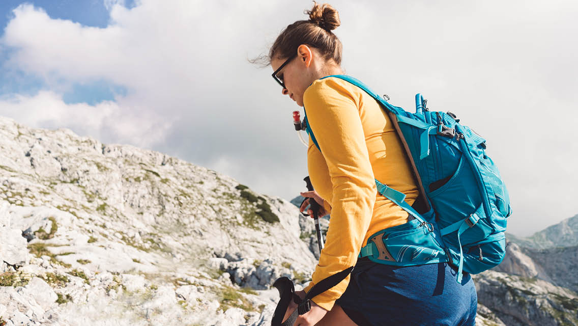 a woman hiking