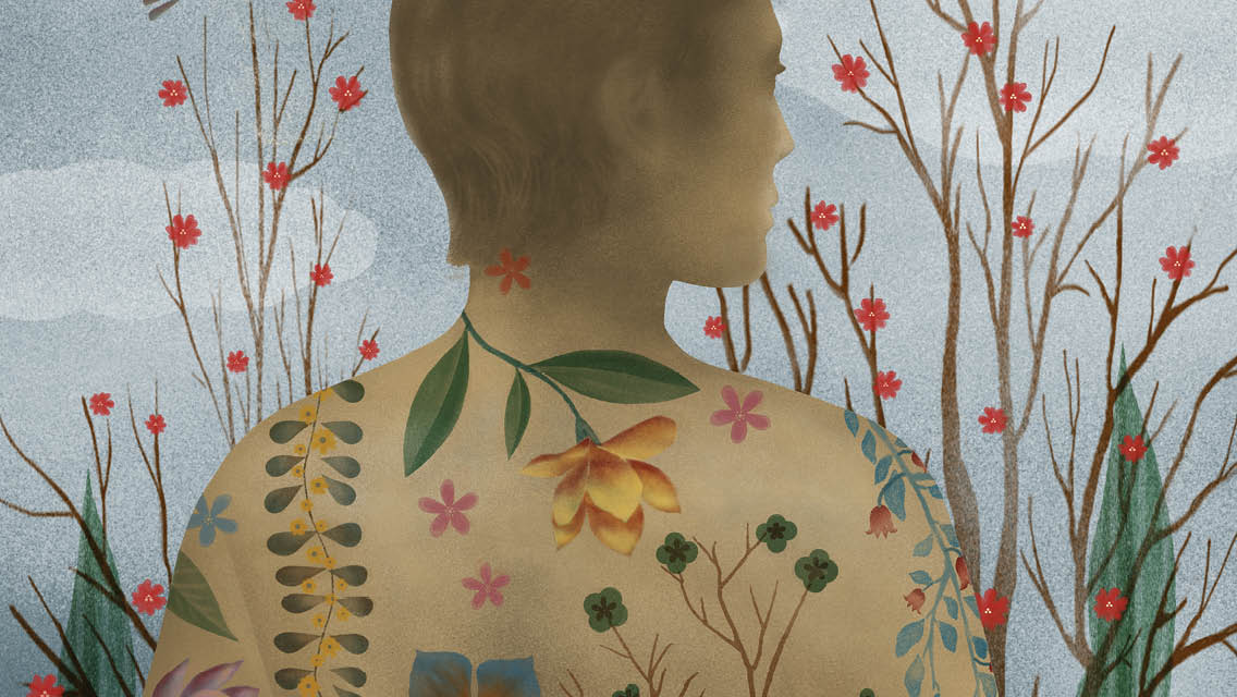 illustration of a body with plants growing on it