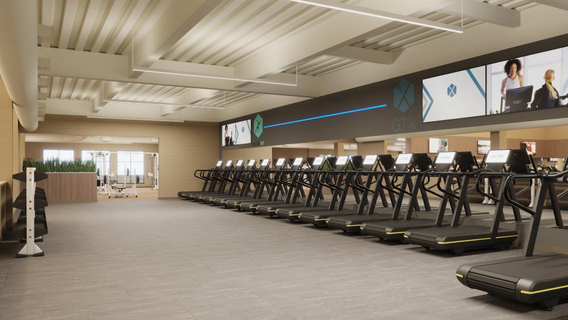 The GTX section of the workout floor space at Life Time Arden.