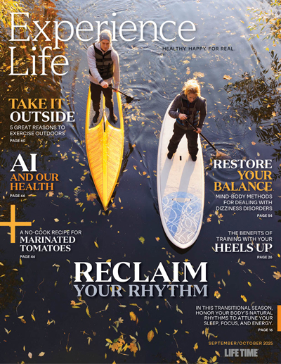 Sept/Oct 2025 cover of Experience Life with paddleboards