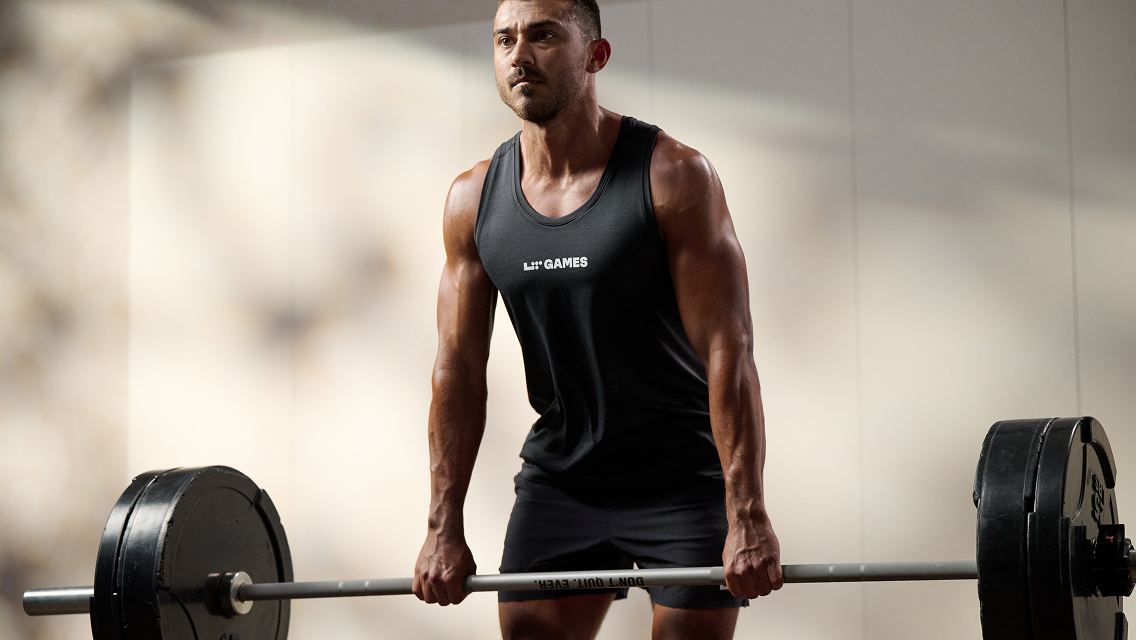man doing deadlift