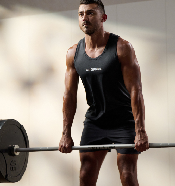A man doing a deadlift