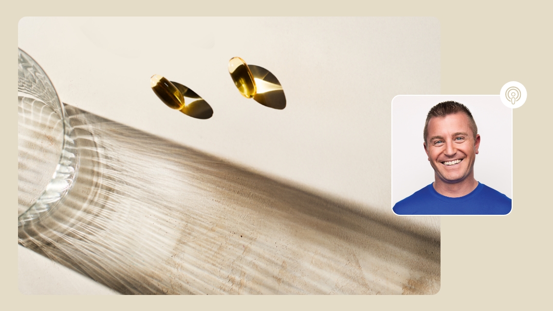 two pills and a glass of water