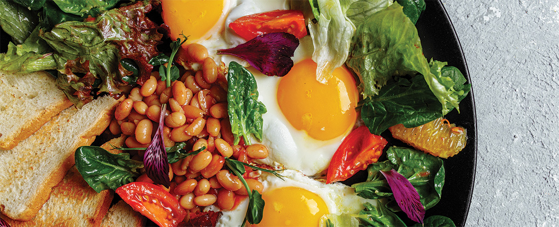 a plate of food high in protein