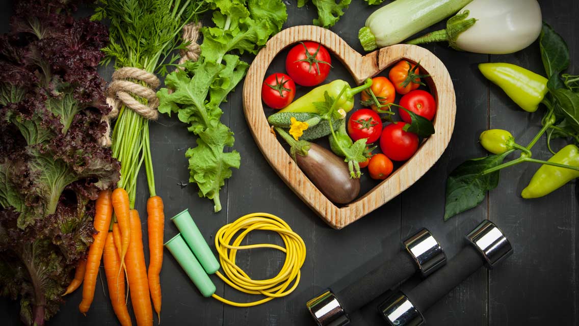 a heart filled with health foods