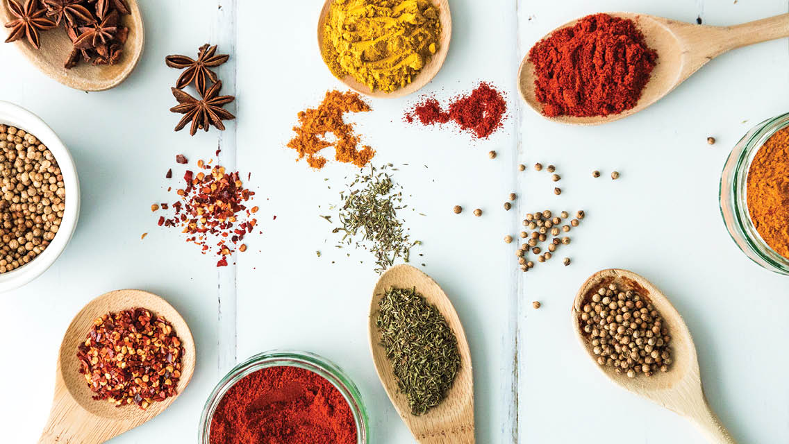 spoons of herbs and spices