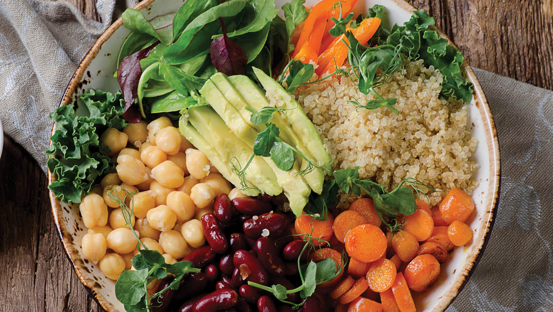 a bowl of fiber rich foods