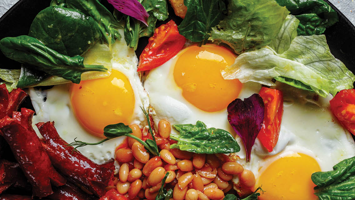 a plate of high protein foods