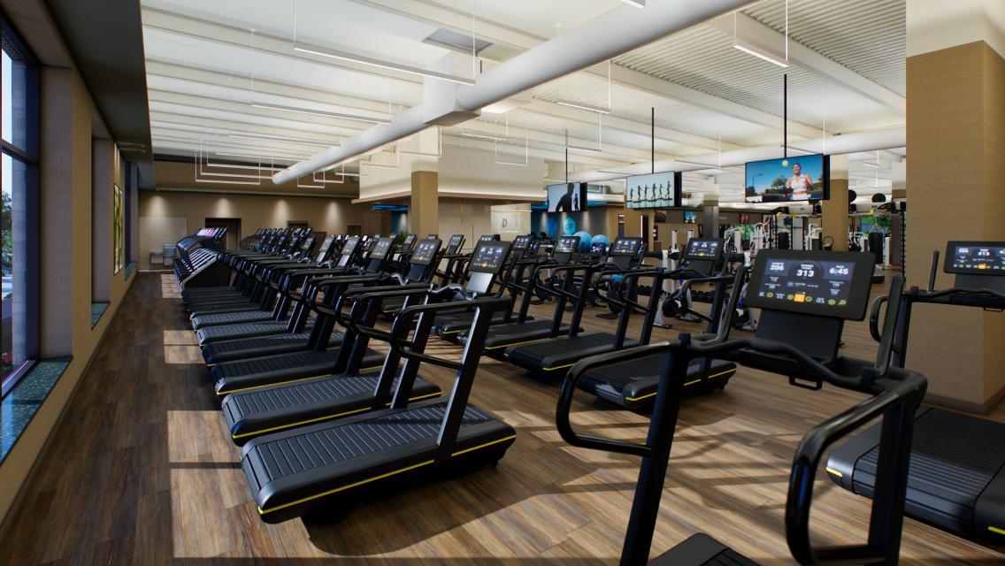 treadmills on the workout floor at alston town center