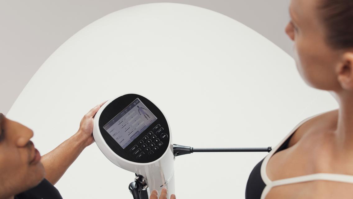 woman looking at a scale