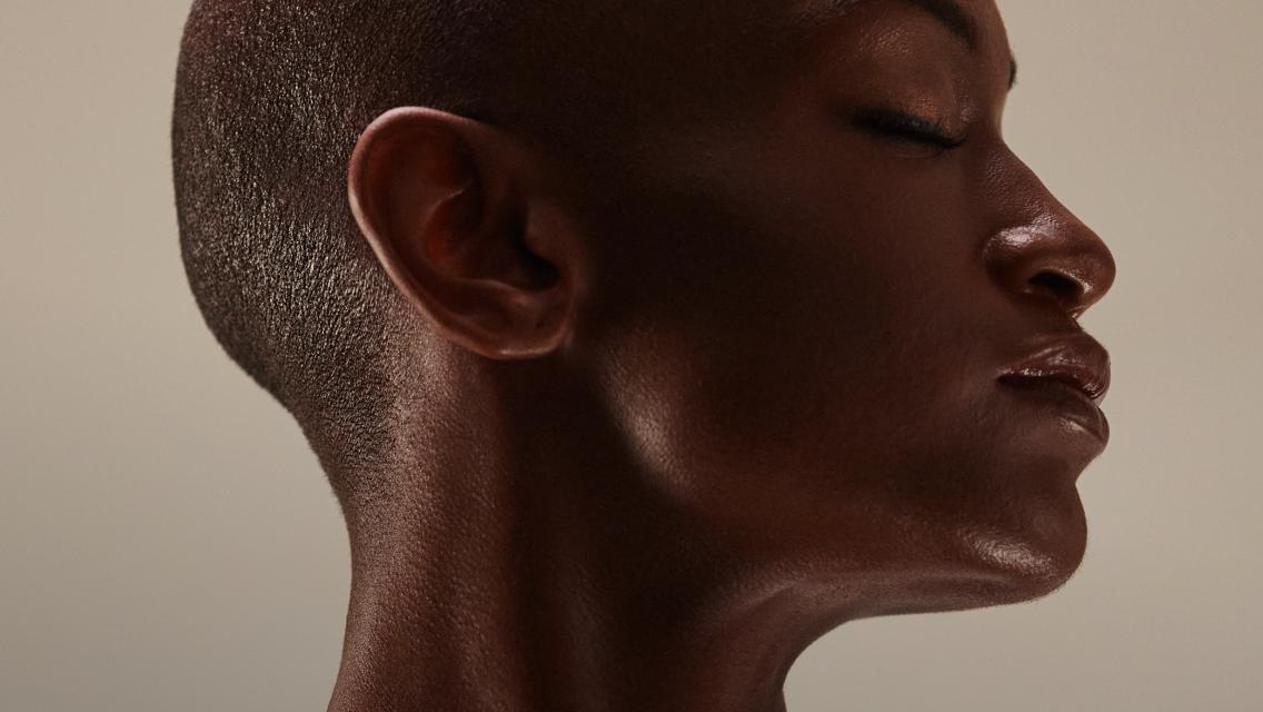 woman with eyes closed