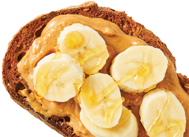 toast with peanut butter, bananas and honey