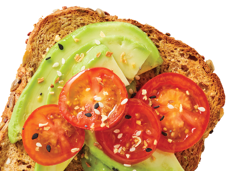 toast with avocado and tomato slices