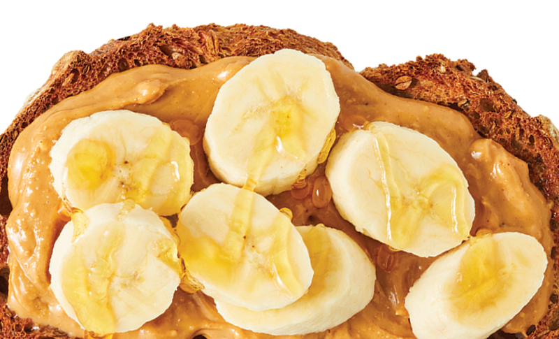 toast with peanut butter, bananas and honey