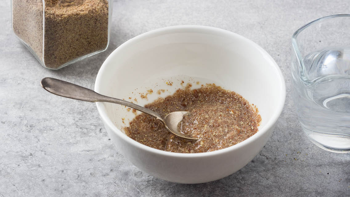a bowl of soaked flaxseeds