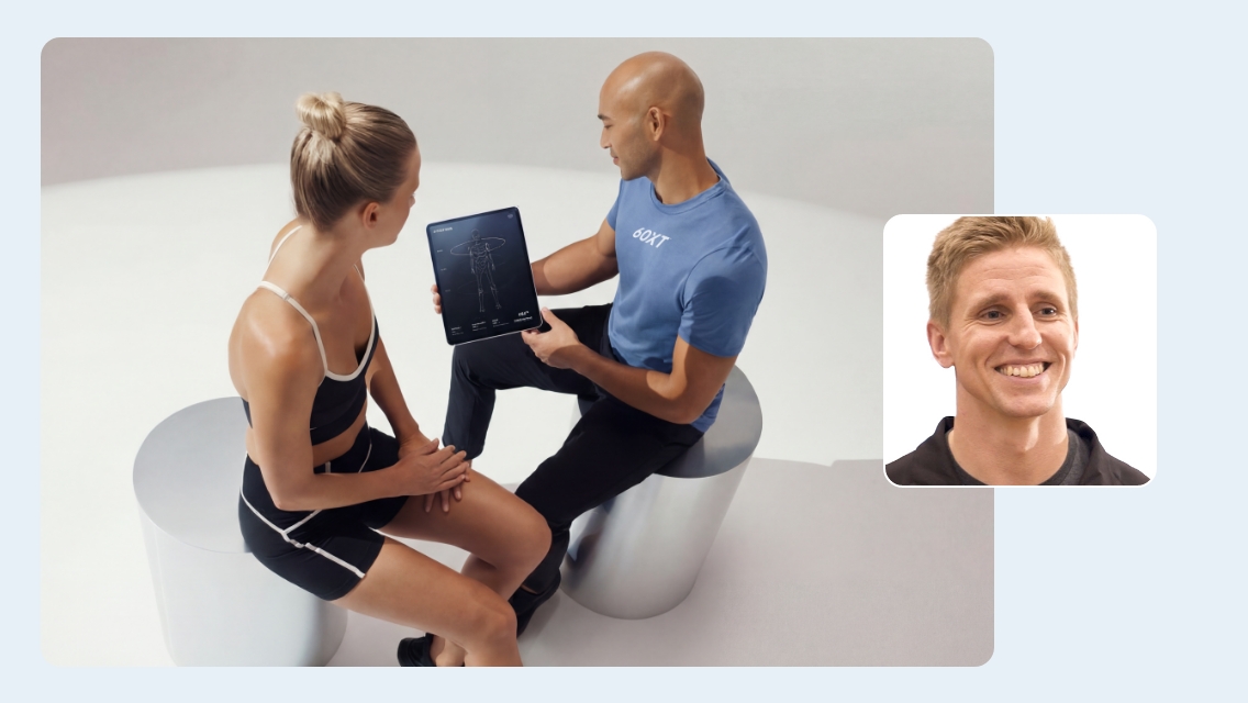 woman sitting with trainer