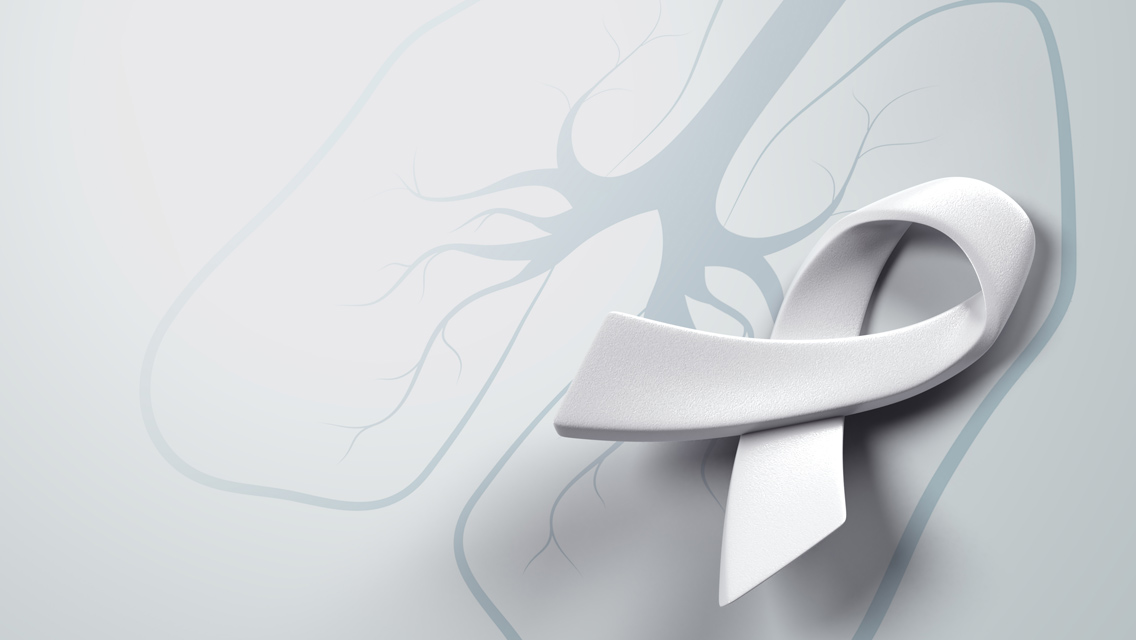 illustration of lungs with a white ribbon