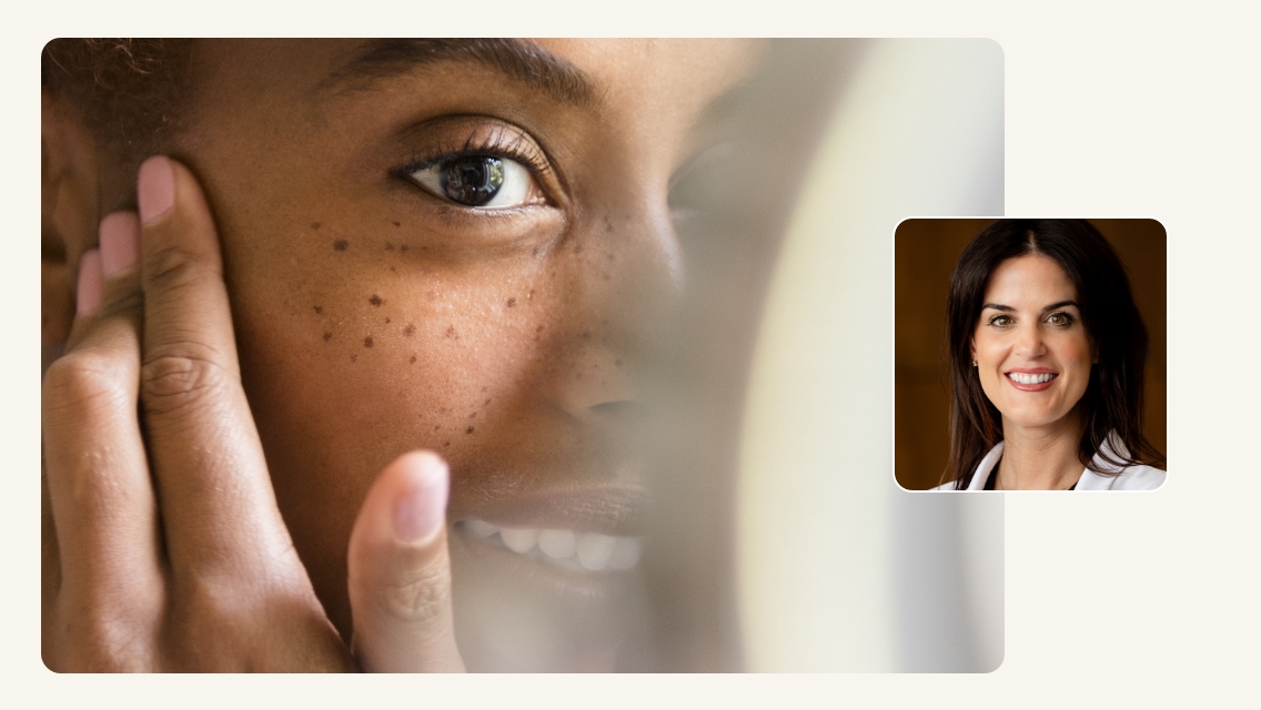 woman touching her face