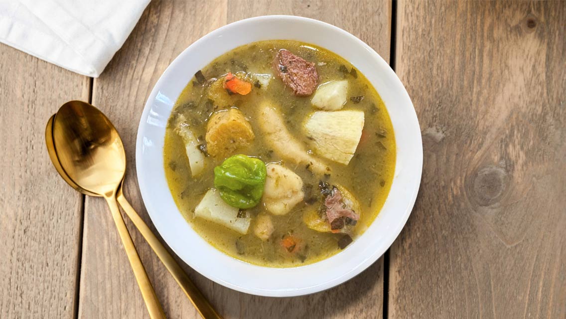 bowl of haitian soup bouyon