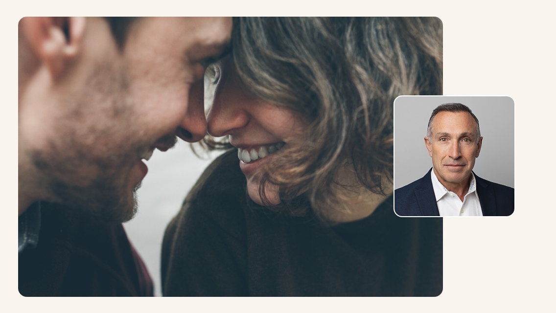 man and woman with faces close together