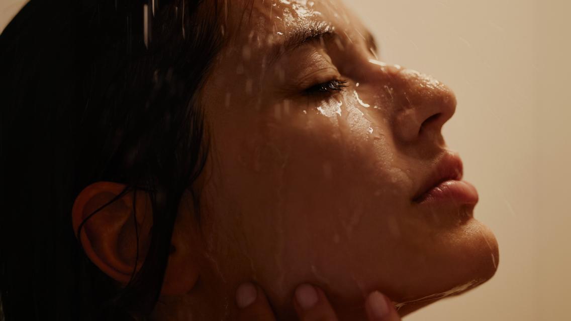 woman with water on her face