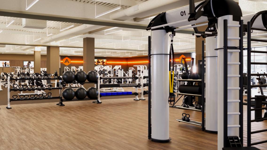 workout floor at life time brea