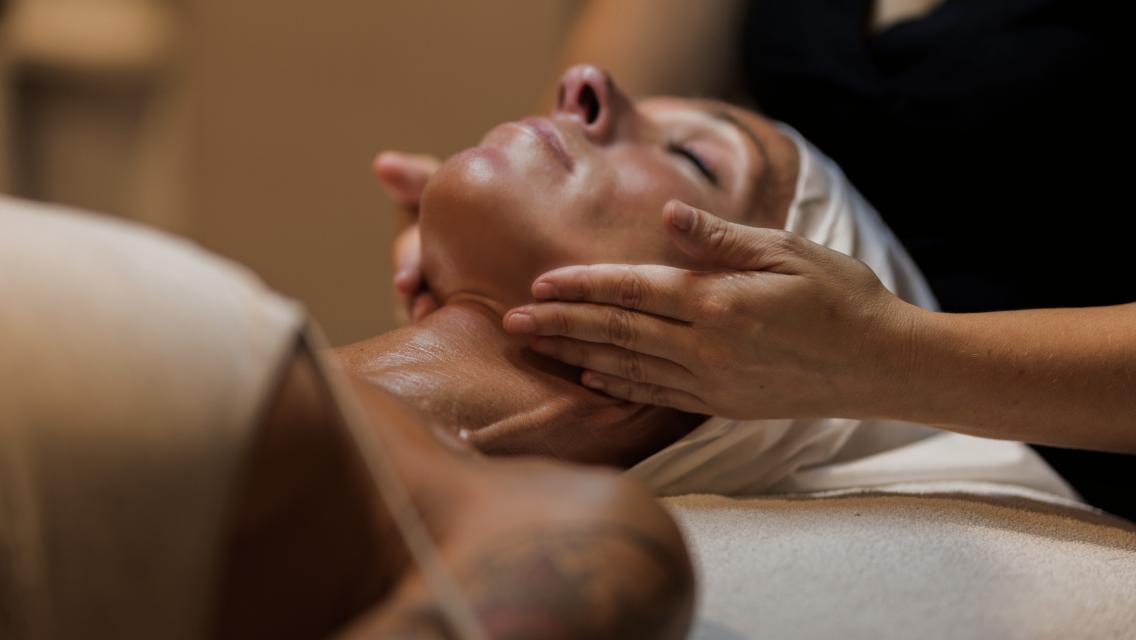 woman getting face massage