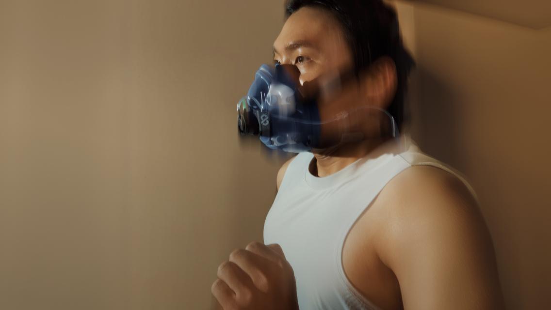 person with metabolic mask on