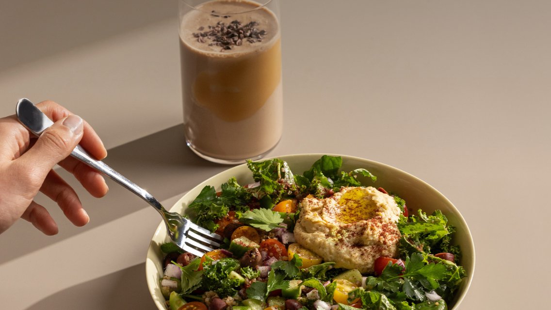 salad and beverage