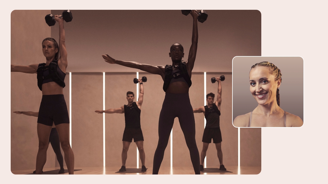 people working out and jessie headshot