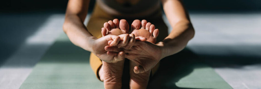 a person stretching.
