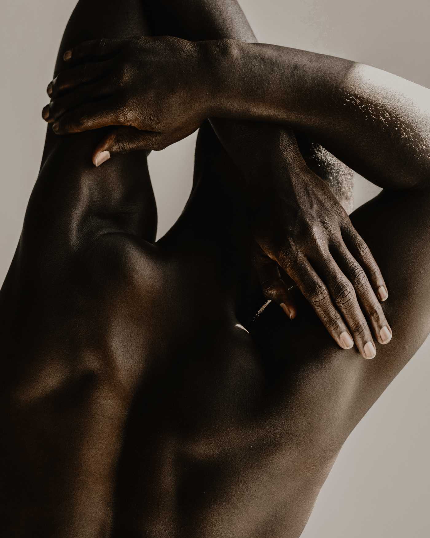 A man's bare back.