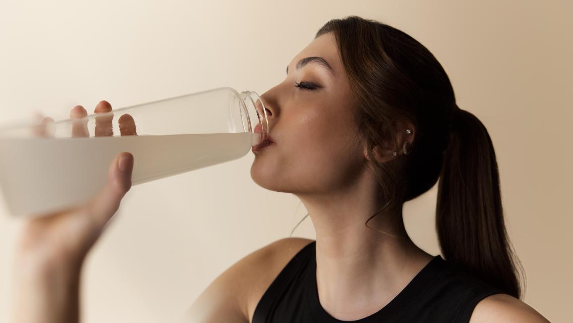 woman drinking water