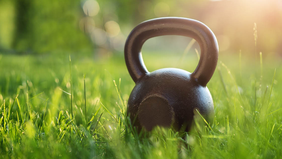 kettlebell in grass