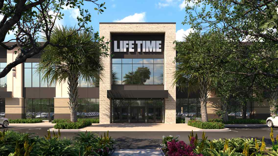 The exterior of a Life Time athletic country club.