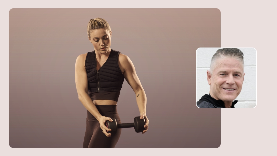 person wearing a weighted vest while working out
