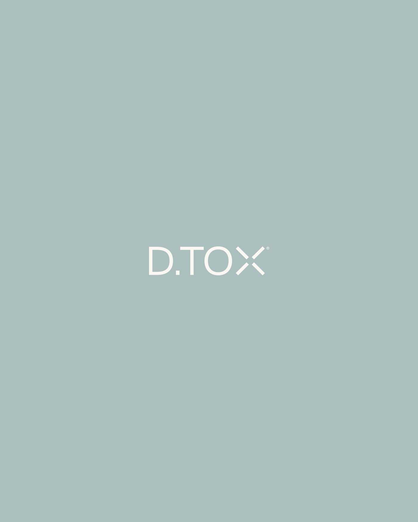 "D.TOX" on a teal background.
