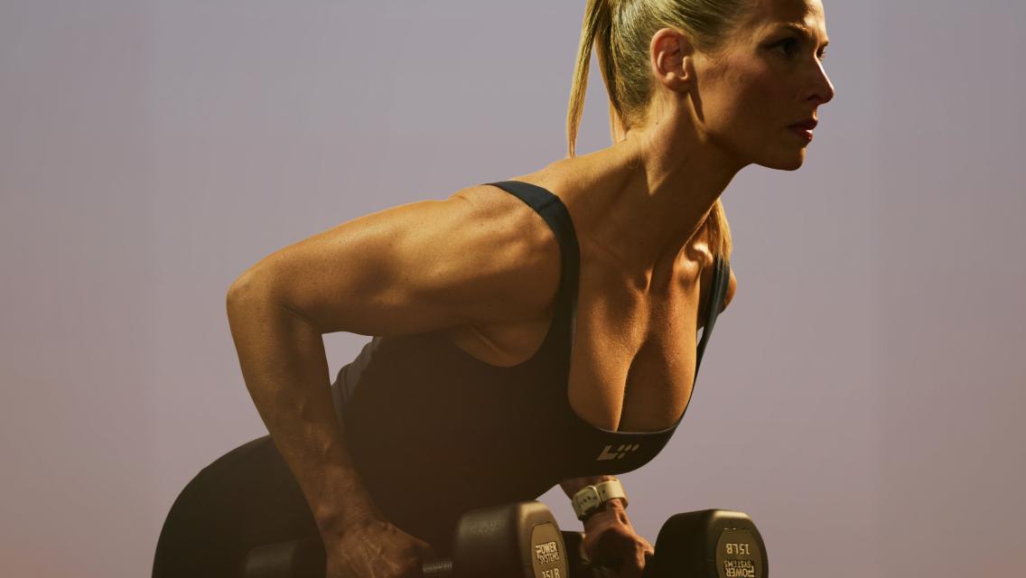 woman with weights