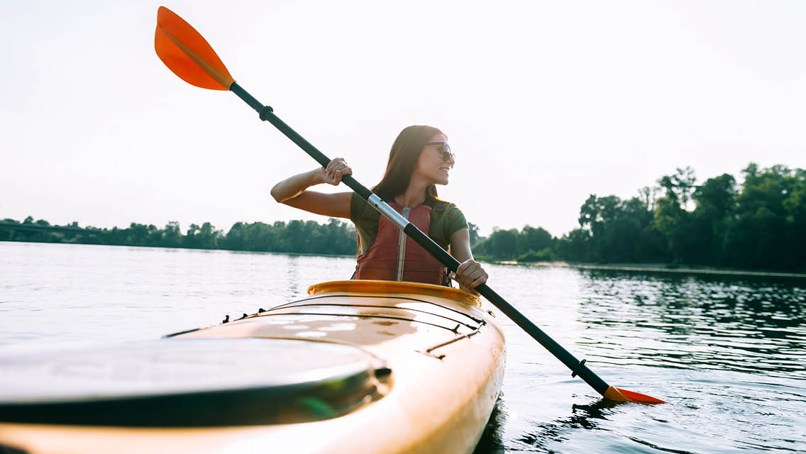 a woman kayaking
