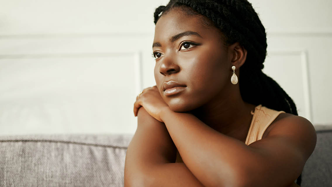 a pensive looking woman