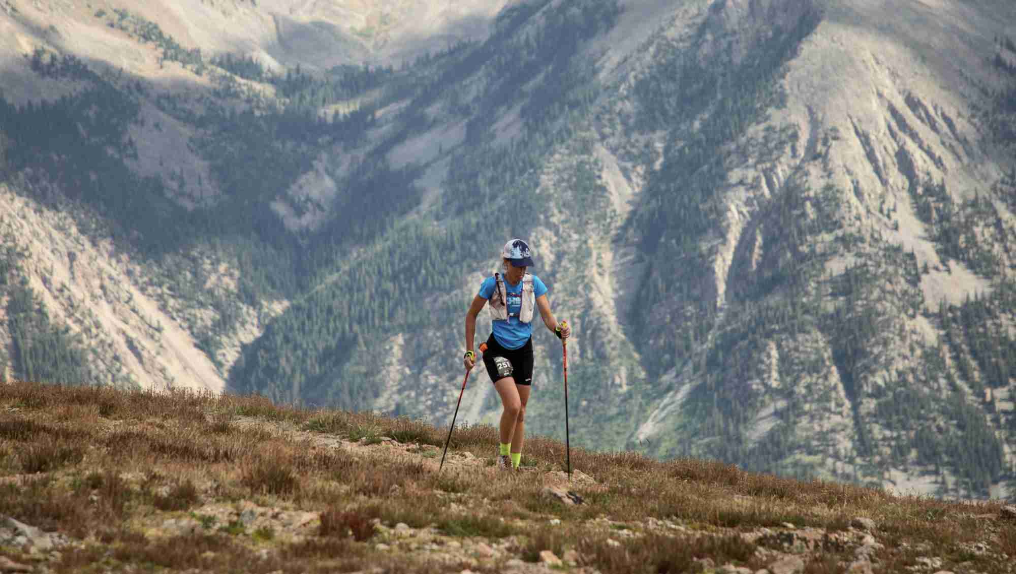Woman running on the leadville course.