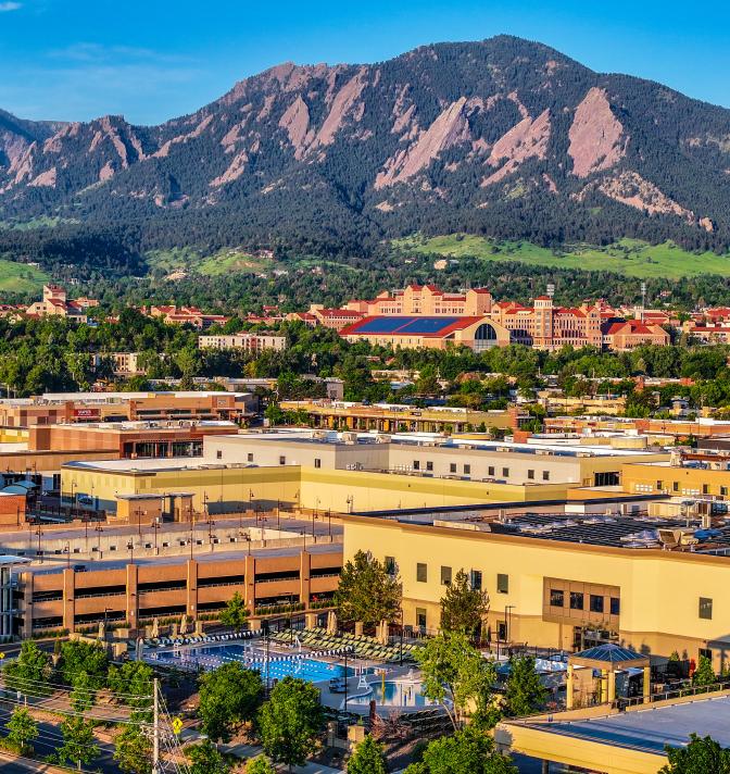 Exterior of Life Time in colorado with mountains.